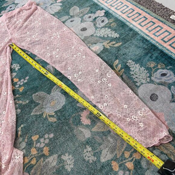 Intimately Free People Leggings French Kiss Large Pink tights Floral cross Lace - Picture 10 of 11